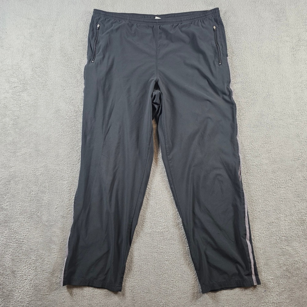 Nike Fit Dry Track Pants Mens XL Black Gray Stripe Zipper Pockets Athletic Pants